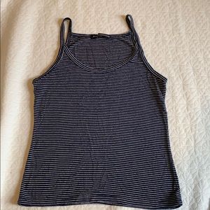 brandy tank top, navy blue w thin white strips